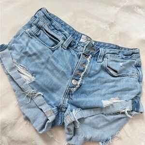 We The Free Light Blue Distressed Jean Shorts